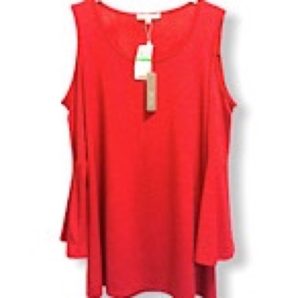 NWT Spense Red Open Shoulder Top